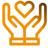 imagen recurso para el apartado de valores con una silueta de unas manos y un corazón